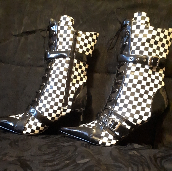 Funtasma checkered heeled boots, size 9. - Picture 4 of 4